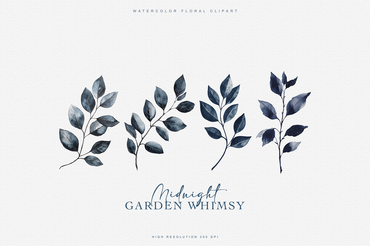 watercolor indigo blooms collection, a Decorative Illustration by Patishop Art (Photo 8 of 8)