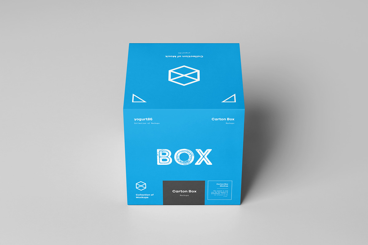 Carton Box Mockup 100x100x100 & Wrap, a Packaging Mockup by Yogurt86 (Photo 6 of 8)