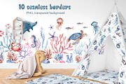 Ocean Animals Watercolor Clipart, an Animal Illustration by LenArt (Thumbnail 11 of 16)