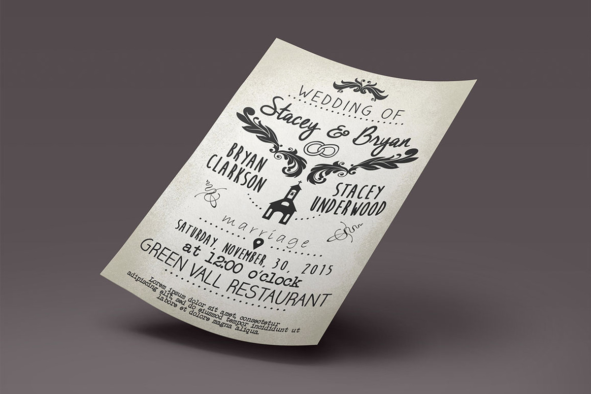 Vintage Wedding Invitation Template, an Invitation Template by Graphicfy Templates (Photo 2 of 5)