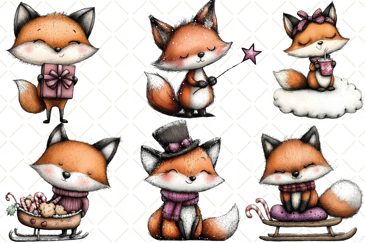 Whimsical Fox Clipart, an Illustration by Black Bird Studio (Photo 3 of 6)