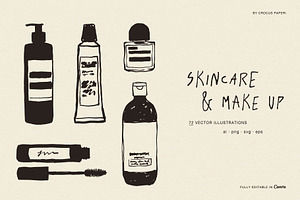 SKINCARE & MAKE UP illustrations, an Object Illustration by Crocus Paperi