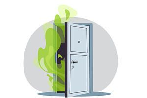 Unpleasant odor coming from door, an Object Illustration by Vectorbuum