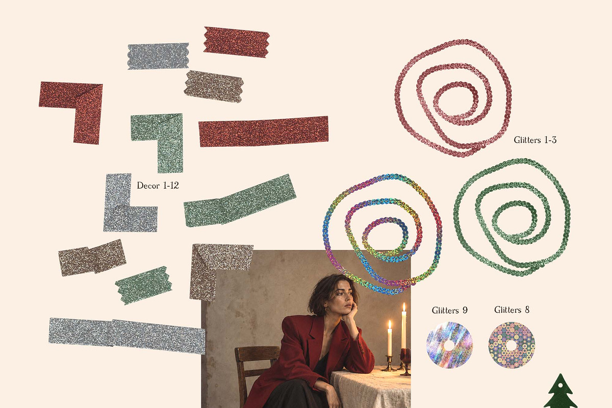 Feeling Sparkly Holiday Collage Kit, an Object Graphic by DigARTbyHavroshka (Photo 10 of 13)