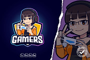 Bob Hair Gamer Girl Logo, a Branding & Logo Template by tkzgraphic (Thumbnail 1 of 2)
