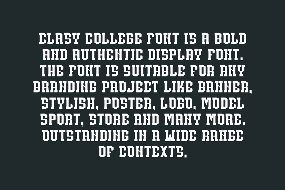 Clasy College - Sports Font, a Serif Font by QR Design Studio (Photo 4 of 7)
