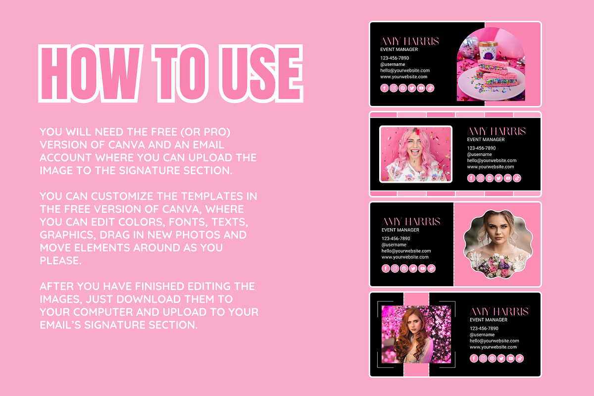 Black and Pink Email Signature, an Email Template by SunshineStudioBoutique (Photo 3 of 9)