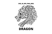 Chinese Dragon SVG Black Outline, an Animal Illustration by ilonitta (Thumbnail 7 of 8)