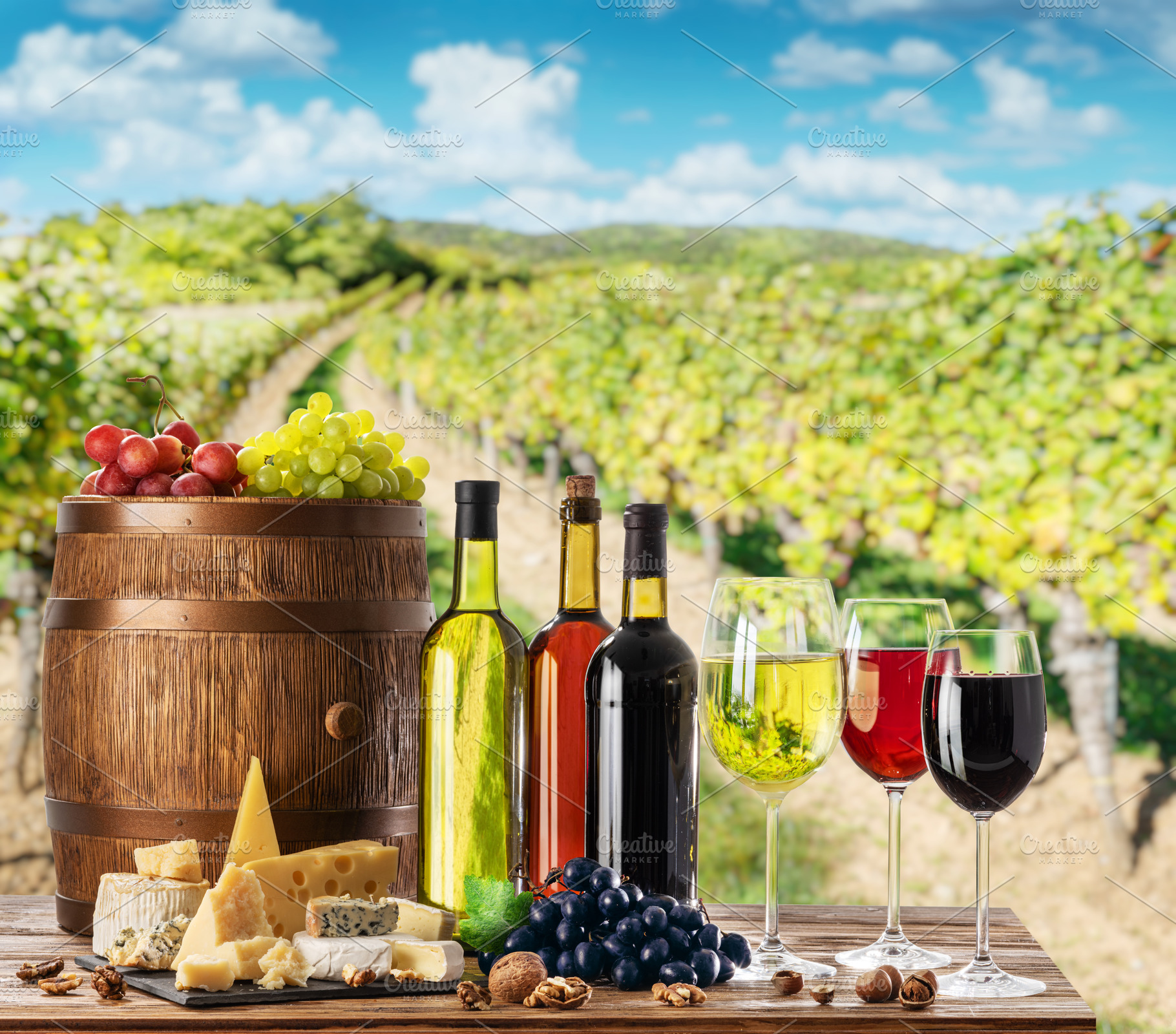 Wine still-life. Bottles of wine, a Food & Drink Photo by Volff