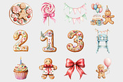 Gingerbread Birthday Clipart, a Seasonal Illustration by Design Market (Thumbnail 3 of 5)