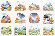 Whimsical Fall Landscape Clipart PNG, a Seasonal Illustration by SugarCloudStudioArt (Thumbnail 4 of 7)