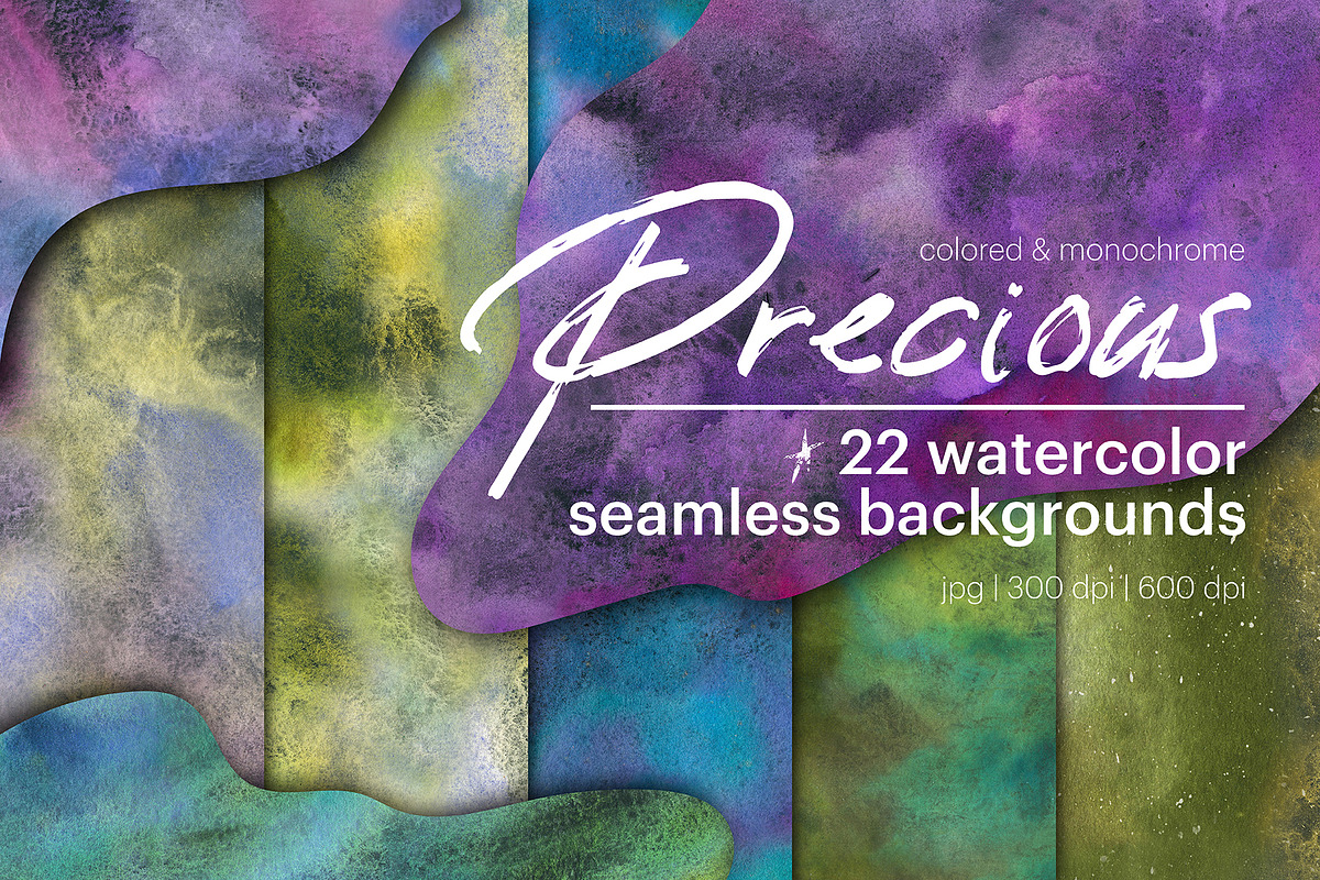 22 WATERCOLOR SEAMLESS BACKGROUNDS, a Pattern Graphic by Shusha Guna Art (Photo 1 of 11)