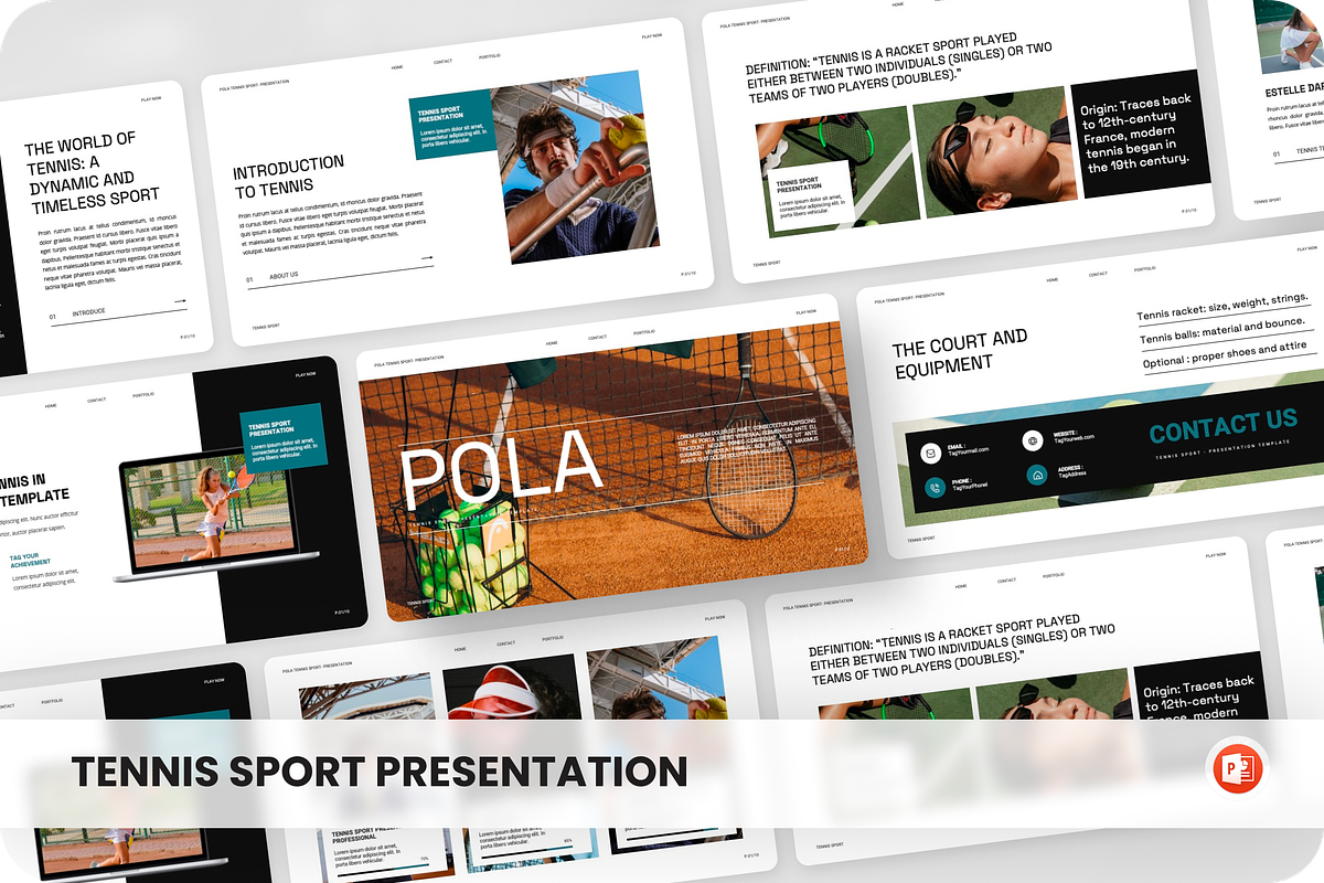 Pola - Tennis Sport PowerPoint, a Presentation Template by SquidPixey (Photo 1 of 6)