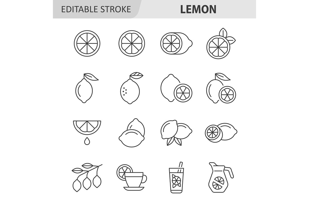 Lemon line icon set, an Outline Icon by ElineDesign (Photo 1 of 2)