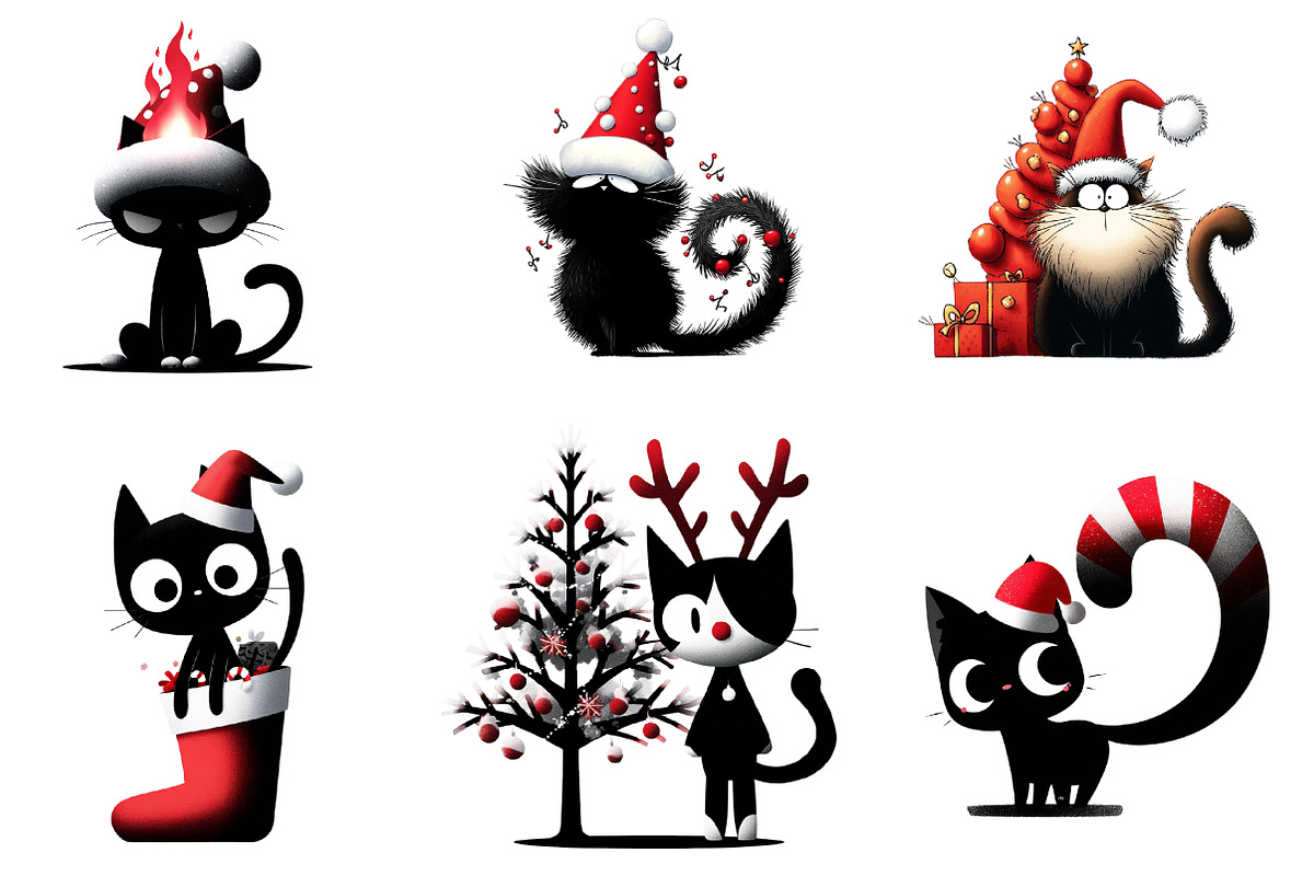 funny Christmas cat clipart, an Illustration by CreationArt (Photo 4 of 5)