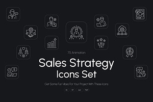 Animated Sales Strategy Icons Set, an Outline Icon by Prosymbols