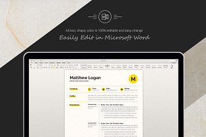 Minimal Yellow Resume/CV Template