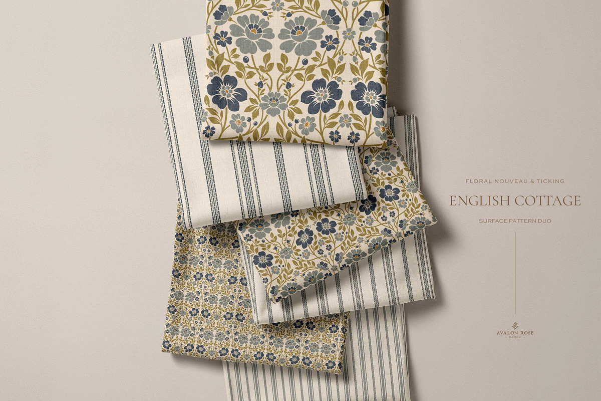 Vintage Blue Cottage Floral Patterns, a Pattern Graphic by Eclectic Anthology (Photo 14 of 16)