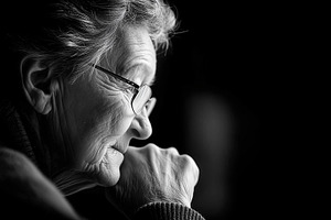 Black and white portrait of a senior, a Person Photo by MistyDay