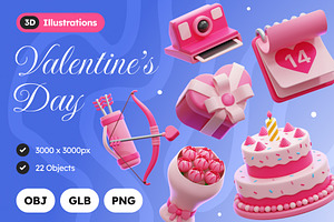 Valentine's Day 3D Icons, an Object 3D Model by Rakata Studio