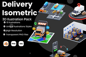 Delivery Isometric 3D Illustrations, an Illustration by novia99design