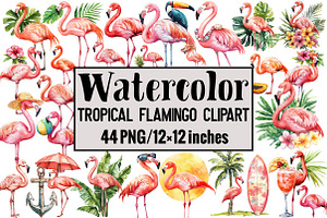 Tropical Flamingo Clipart, an Illustration by Design Market