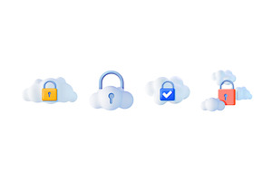 Set of 3d cloud computing icon with, a Technology Illustration by Abscent