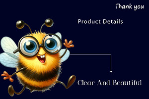 Funny Bee Sublimation Clipart PNG