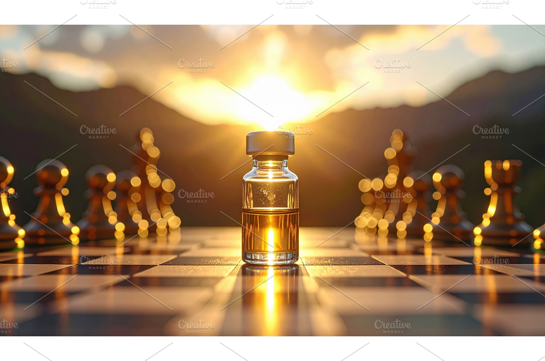 Glass medical vial on chessboard at, a Technology Photo by Igor Tichonow