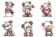 Whimsical Panda Valentine Clipart, an Illustration by CraftArtStudio (Thumbnail 2 of 6)