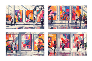 Modern Art Gallery Cartoon Vector