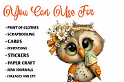 Whimsical Summer Owl Clipart PNG, an Illustration by CreationArt (Thumbnail 2 of 7)
