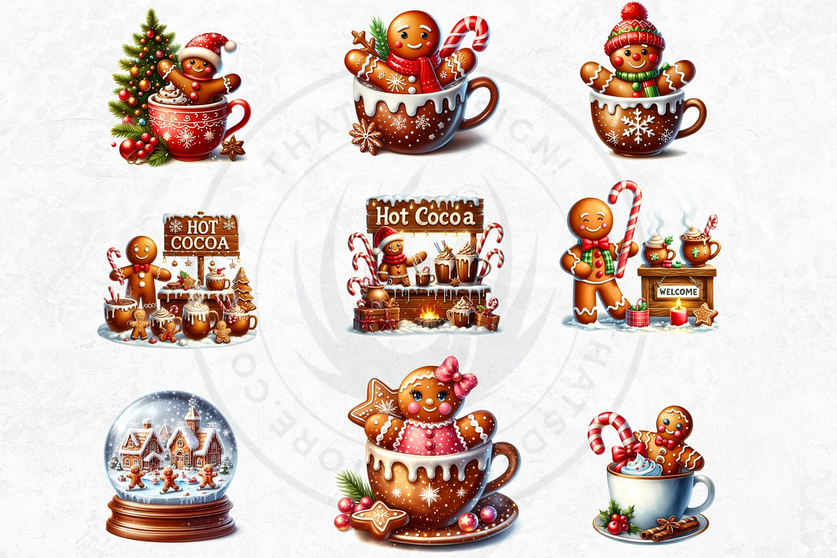 Christmas Gingerbread man cliparts, a Seasonal Illustration by ThatsDesignArt (Photo 8 of 10)
