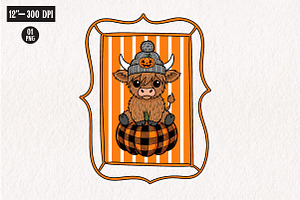 Halloween Highland Cow Hand-Drawn, an Illustration by CreationArt