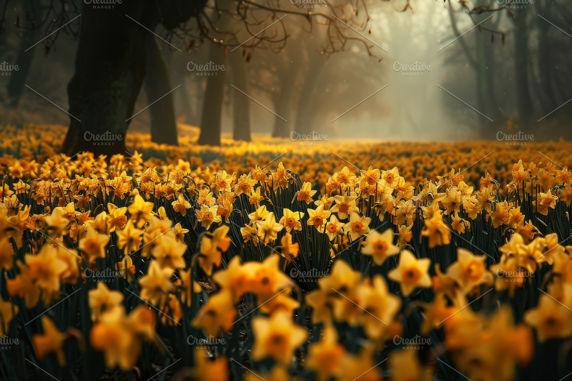 A field vibrant with yellow daffodil, a Photo by Iftikhar Alam