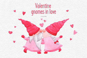 Valentine gnomes in love clipart