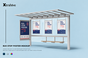 Bus Stop Poster Mockup, an Advertising Mockup by Xtrahive