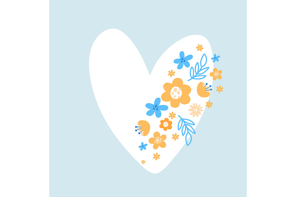 Vector heart of Ukraine with flowers, an Object Graphic by HappyStories