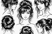 Messy Bun Illustration Vector, a Person Illustration by Tekuni (Thumbnail 2 of 8)