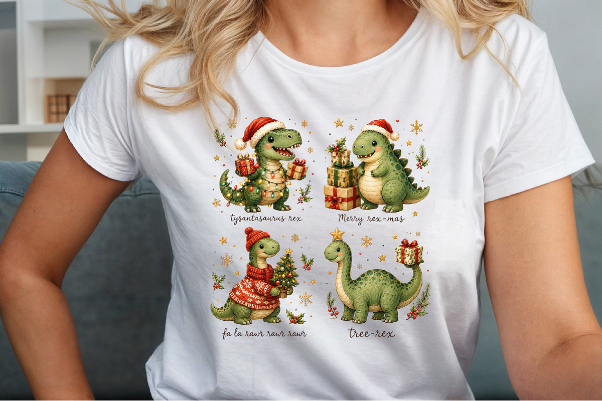 Dino Christmas PNG Sublimaton, a Seasonal Illustration by Sublimation Artist (Photo 5 of 9)