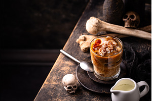 Halloween coffee with ice in shape, a Food & Drink Photo by Yulia Furman