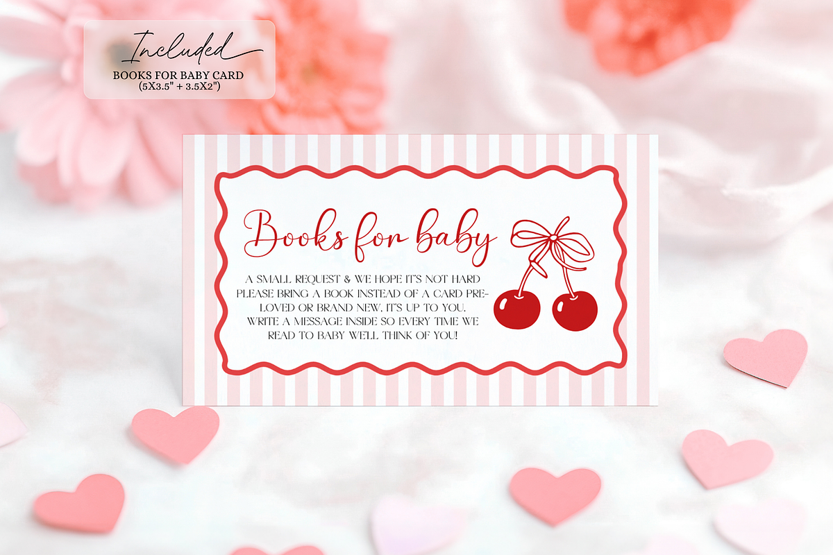 Cherry Baby Shower Invitation Bundle, an Invitation Template by VeliusCreativeStudio (Photo 3 of 7)