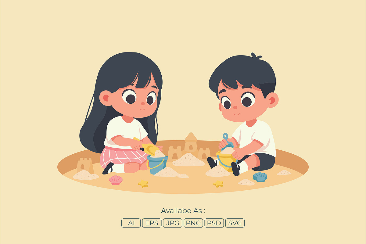 Kids Playing in the Sand, a Person Illustration by Partikusi Design (Photo 2 of 3)