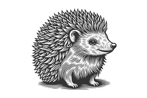 Hedgehog Engraving Sketch Vector