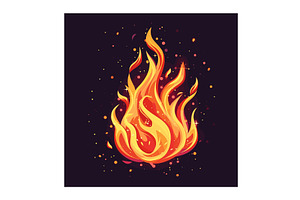 Vibrant fire flames against dark, a Texture Illustration by Vectorstockersland