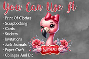 Valentine Cute Flamingo Clipart, a Seasonal Illustration by Craft Nest (Thumbnail 5 of 5)