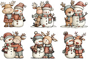 Christmas Reindeer Snowman Clipart, an Illustration by CraftArtStudio (Thumbnail 5 of 6)