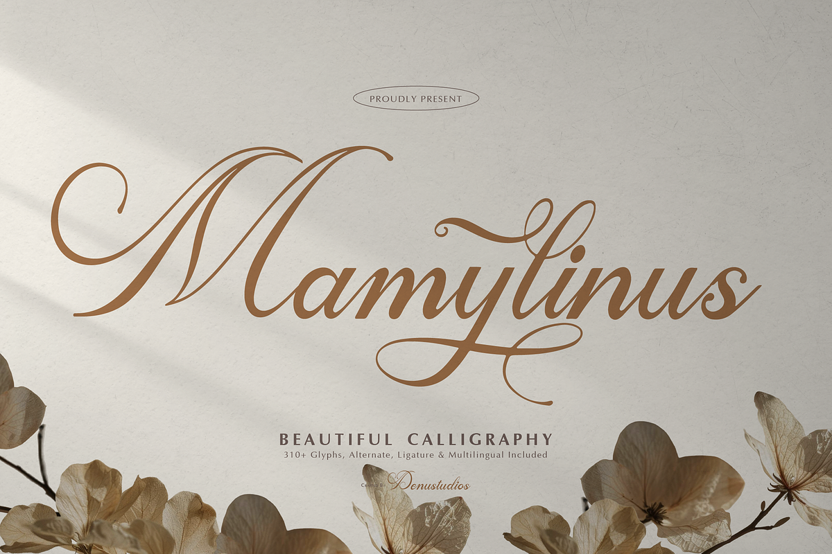 Mamylinus | Beautiful Calligraphy, a Serif Font by Denustudios (Photo 1 of 12)