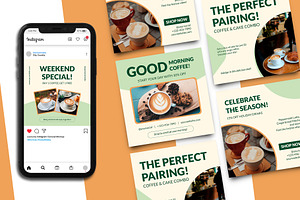 Coffee Shop Instagram Post Template, a Social Media Template by Artnivora.Std