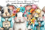 Whimsical Spring Bunny Clipart, an Illustration by Black Bird Studio (Thumbnail 1 of 7)